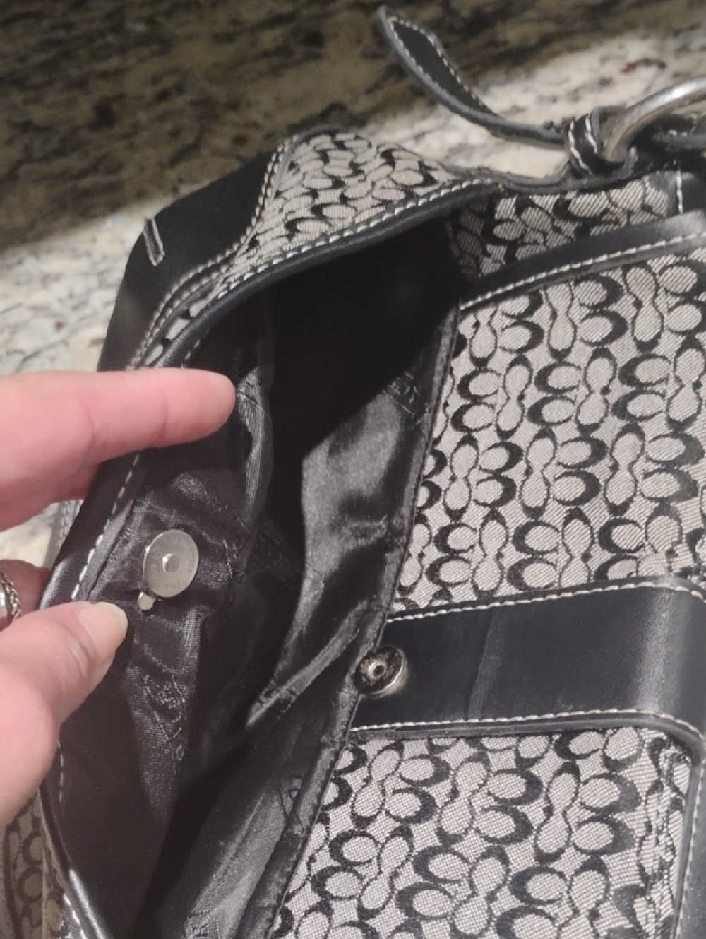 Coach Signature Jacquard Shoulder Bag in Black - Picture 6 of 9